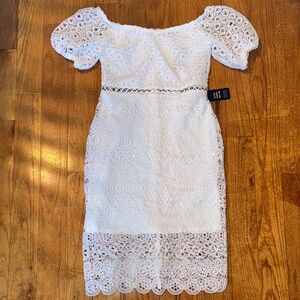 Express White Lace Midi Dress